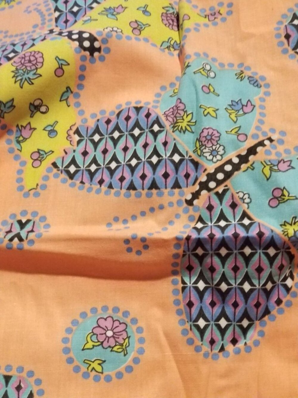 Material Cotton Orange Butterfly Circle Flowers 36" x 45" Cotton JoAnn